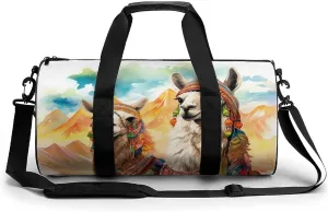 Watercolor Camels Animal Sports Gym Bag Durable Workout Bags Travel Duffel Bags Yoga Exercise Bag for Women Men