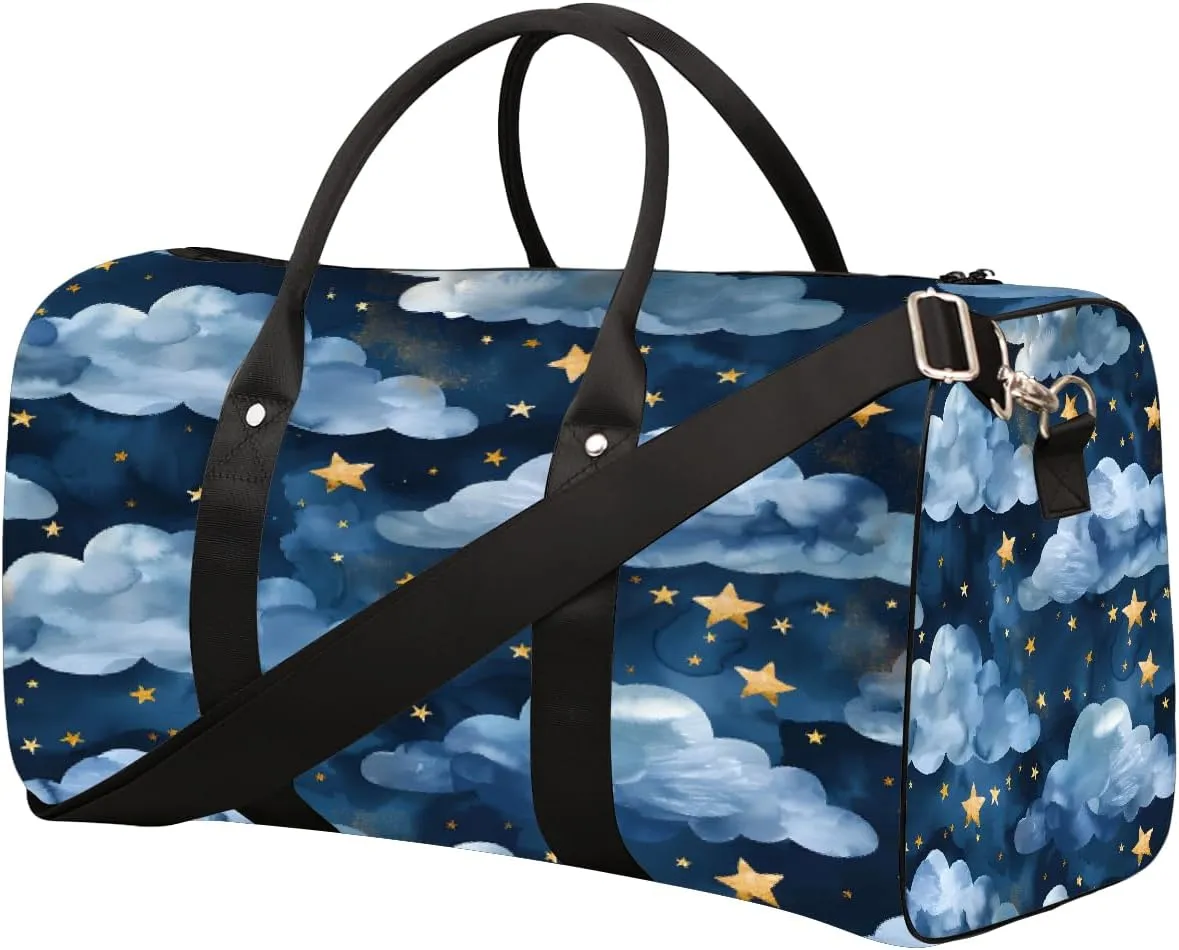 Watercolor Cloudy Fantasy Travel Duffel Bag for Women Men Small Sport Gym Bag Waterproof Weekender Overnight Lightweight Carry on Foldable Gym Bag for Training Swim Yoga Traveling Handbag