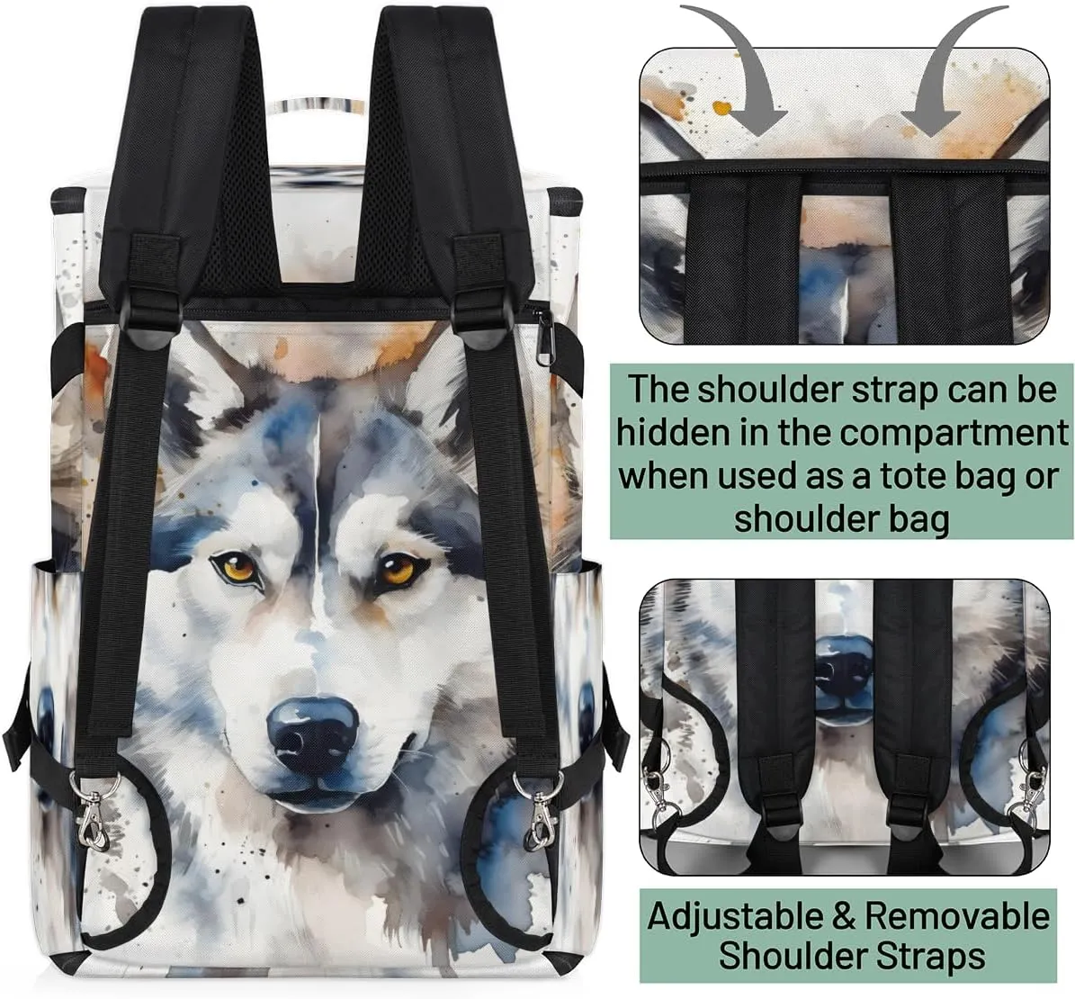 Watercolor Dog Travel Backpack Carry On Flight Approved for Women Men, 18.9 Inch Large Dog Theme Airline Approved Luggage Weekender Backpacks