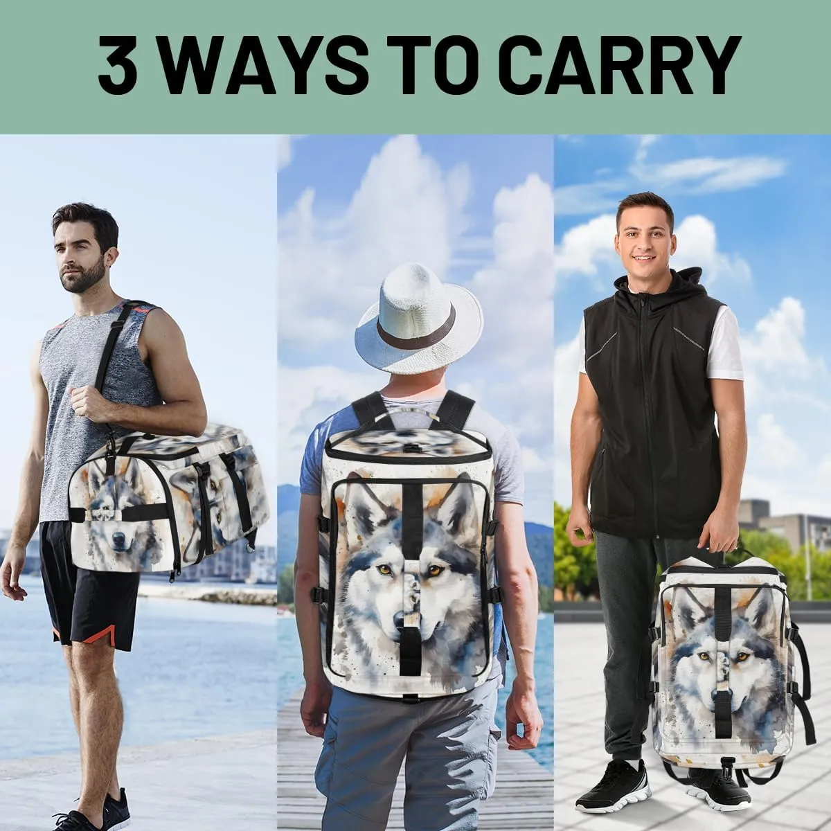 Watercolor Dog Travel Backpack Carry On Flight Approved for Women Men, 18.9 Inch Large Dog Theme Airline Approved Luggage Weekender Backpacks