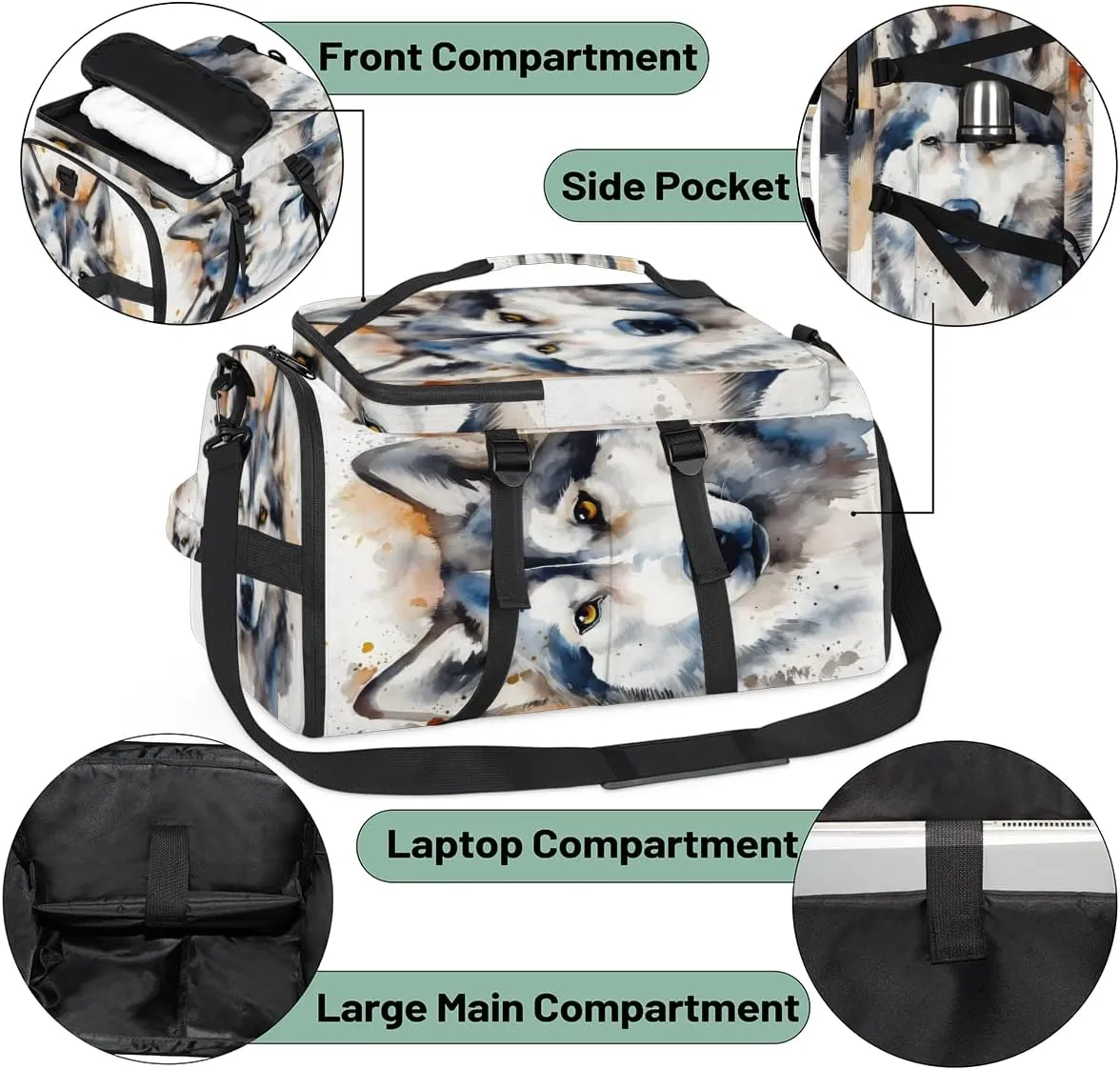 Watercolor Dog Travel Backpack Carry On Flight Approved for Women Men, 18.9 Inch Large Dog Theme Airline Approved Luggage Weekender Backpacks