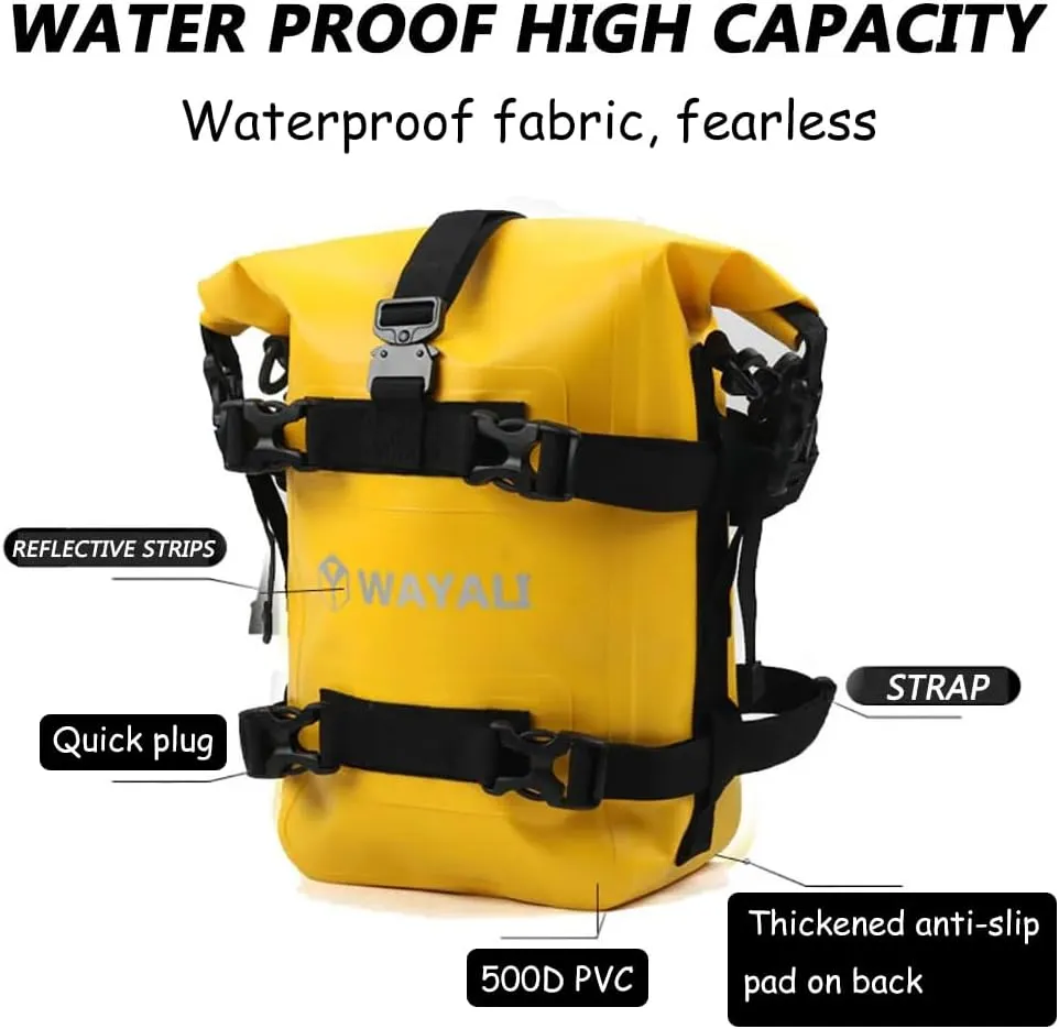 Waterproof 6L Motorcycle Crash Bar Bags Luggage Rack Sissy Bar Saddle Bag Side Tool Bag Crossbody bag with Shoulder Strap