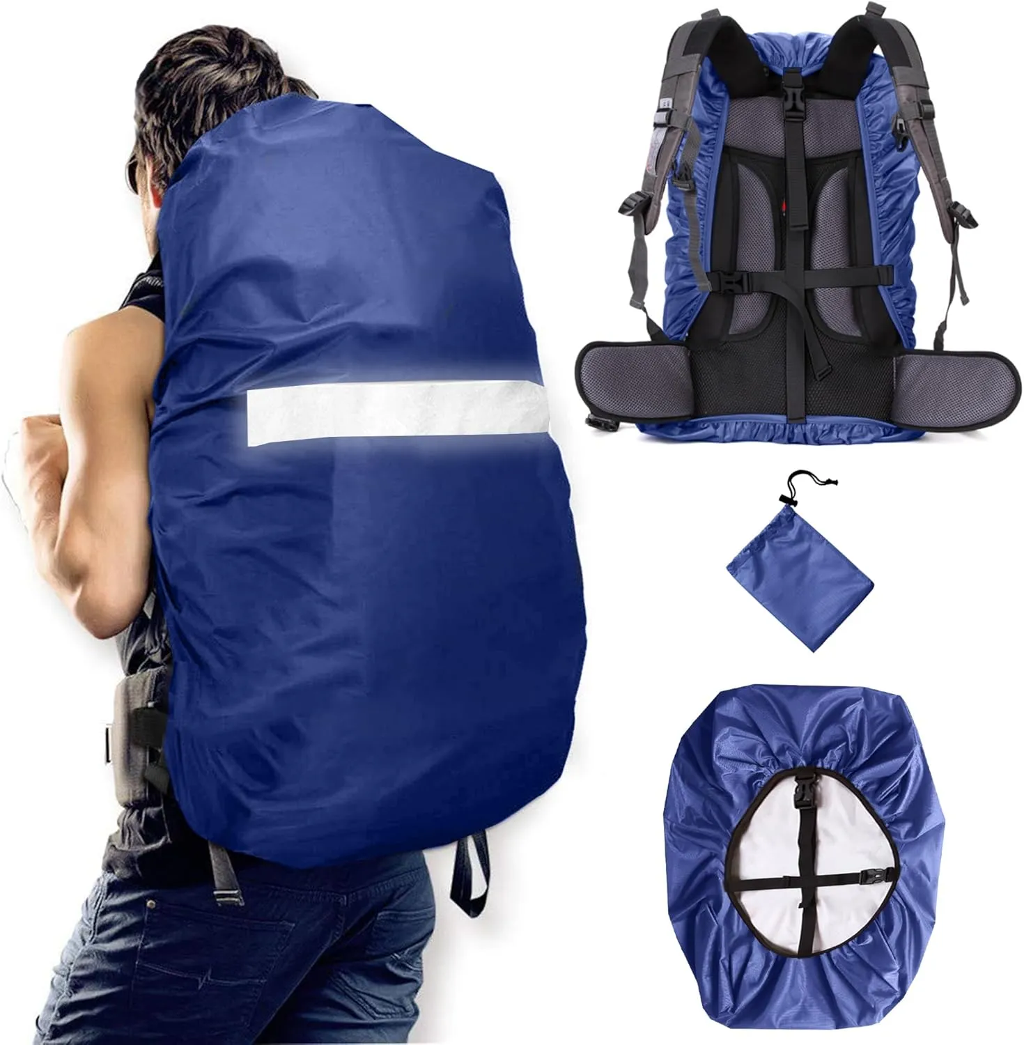Waterproof Backpack Rain Cover,8000mm Waterproof Level,Upgraded with Reflective,Anti-Slip Cross Buckle Straps,Ultra-Strong Multilayer Structure for Hiking,Biking,Camping,Outdoor, Traveling