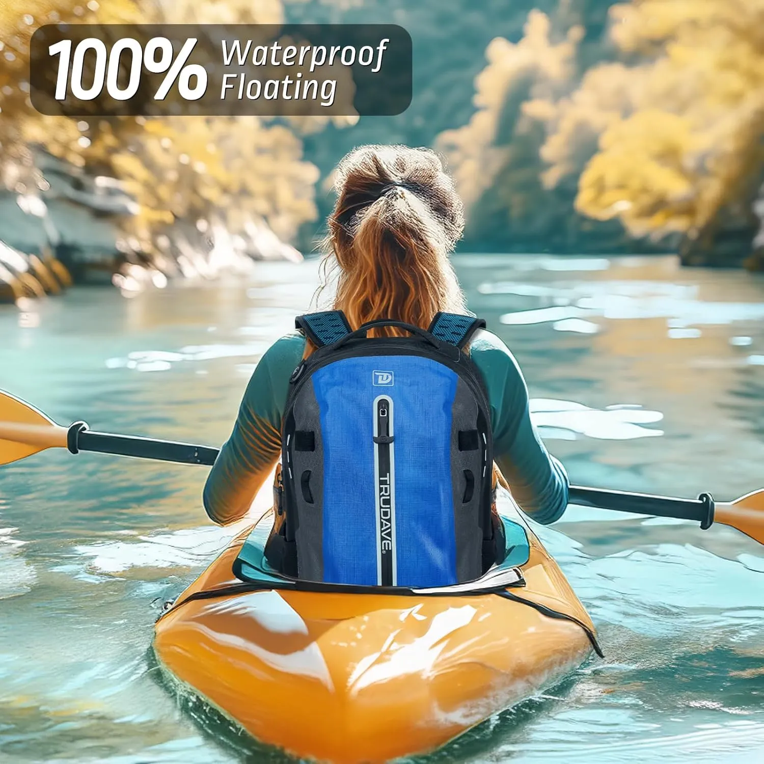 Waterproof Backpack, Waterproof Submersible Backpack, Floating TPU Coated Dry Bag with Airtight Zipper for Kayak, Fishing, Boating, Hiking (30L)
