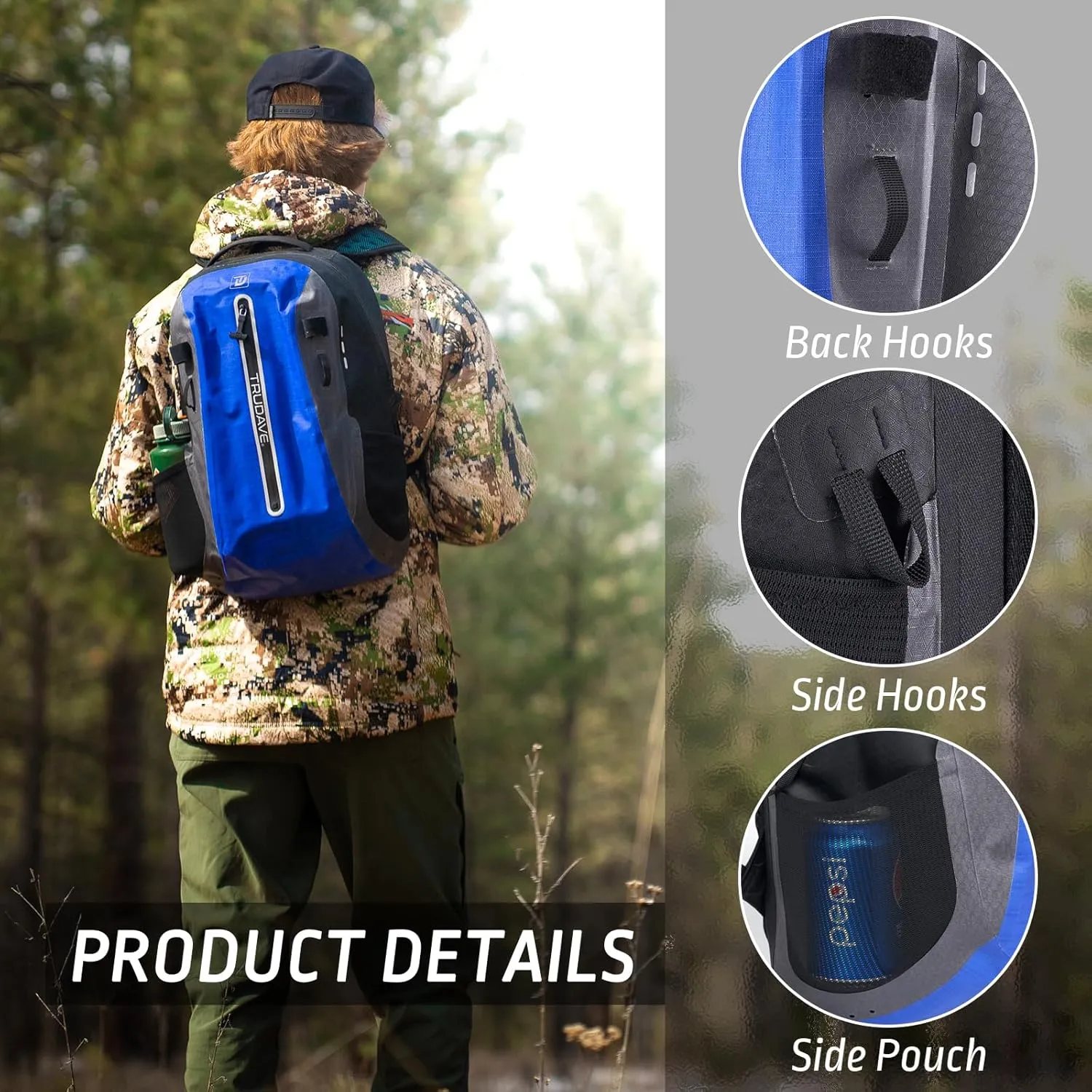 Waterproof Backpack, Waterproof Submersible Backpack, Floating TPU Coated Dry Bag with Airtight Zipper for Kayak, Fishing, Boating, Hiking (30L)