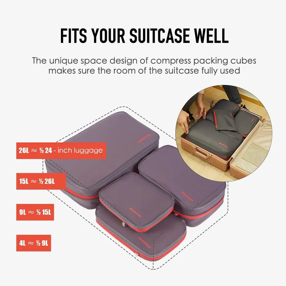 Waterproof Compression Packing Cubes,Travel Packing organizers for Carry on Luggage,Backpacking, Suitcases