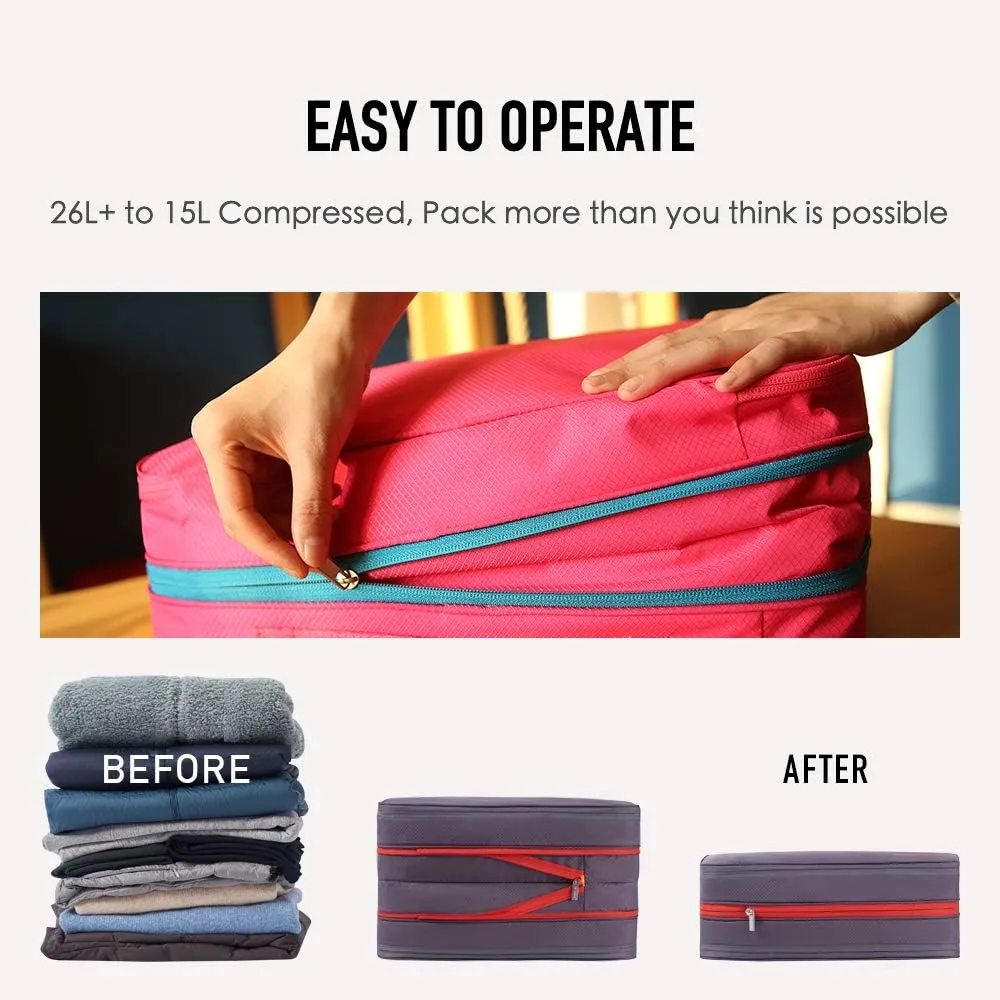 Waterproof Compression Packing Cubes,Travel Packing organizers for Carry on Luggage,Backpacking, Suitcases