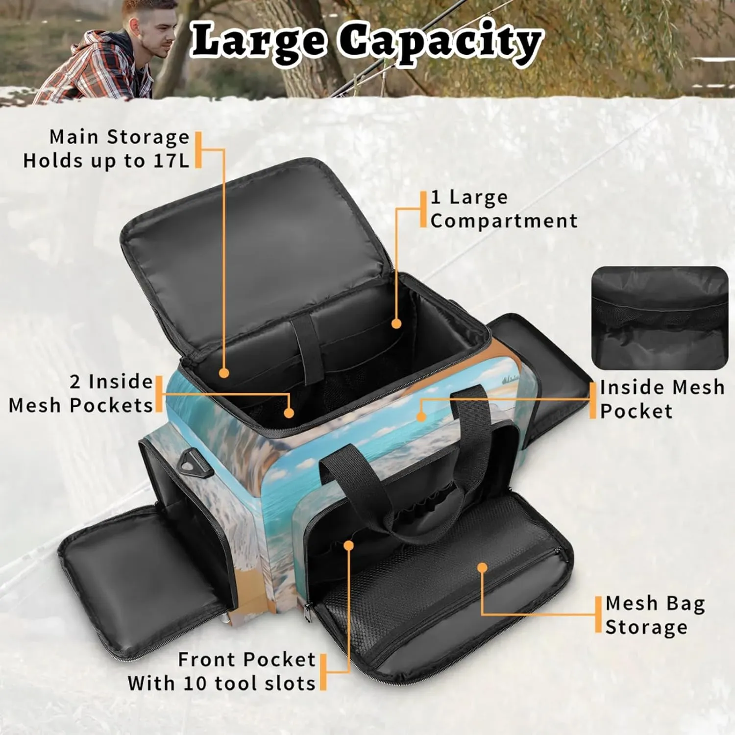 Waterproof Tactical Duffle Bag 25" Carry On Bag for EMT Tear-Resistant Gym Bag with Multi-Pocket & OSHA Reflective Travel Bags for Men Women Beautiful Seaside