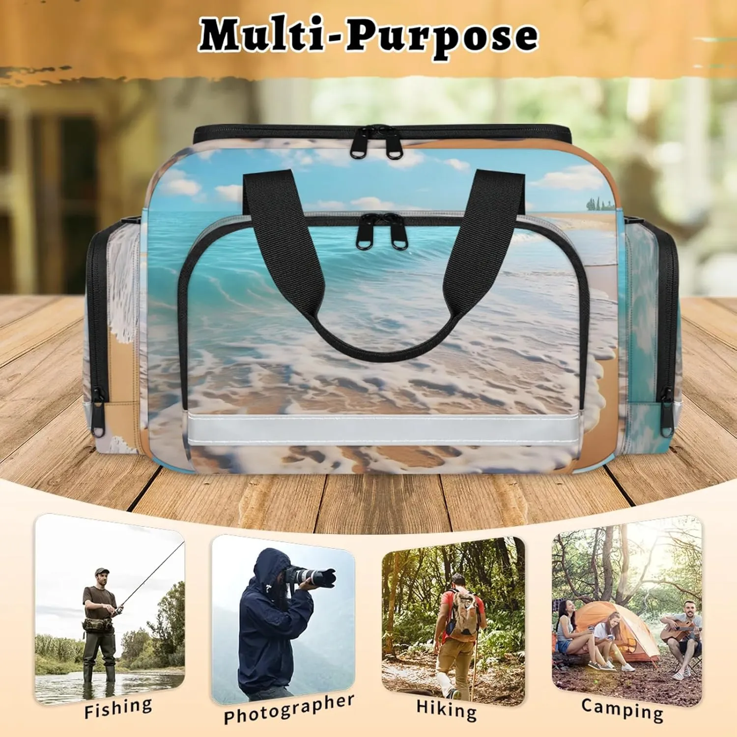 Waterproof Tactical Duffle Bag 25" Carry On Bag for EMT Tear-Resistant Gym Bag with Multi-Pocket & OSHA Reflective Travel Bags for Men Women Beautiful Seaside