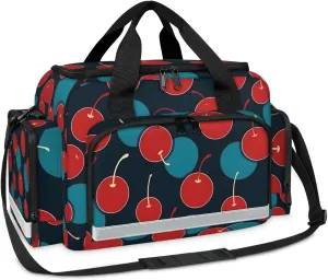 Waterproof Tactical Duffle Bag 25" Carry On Bag for EMT Tear-Resistant Gym Bag with Multi-Pocket & OSHA Reflective Travel Bags for Men Women Cherries Printed