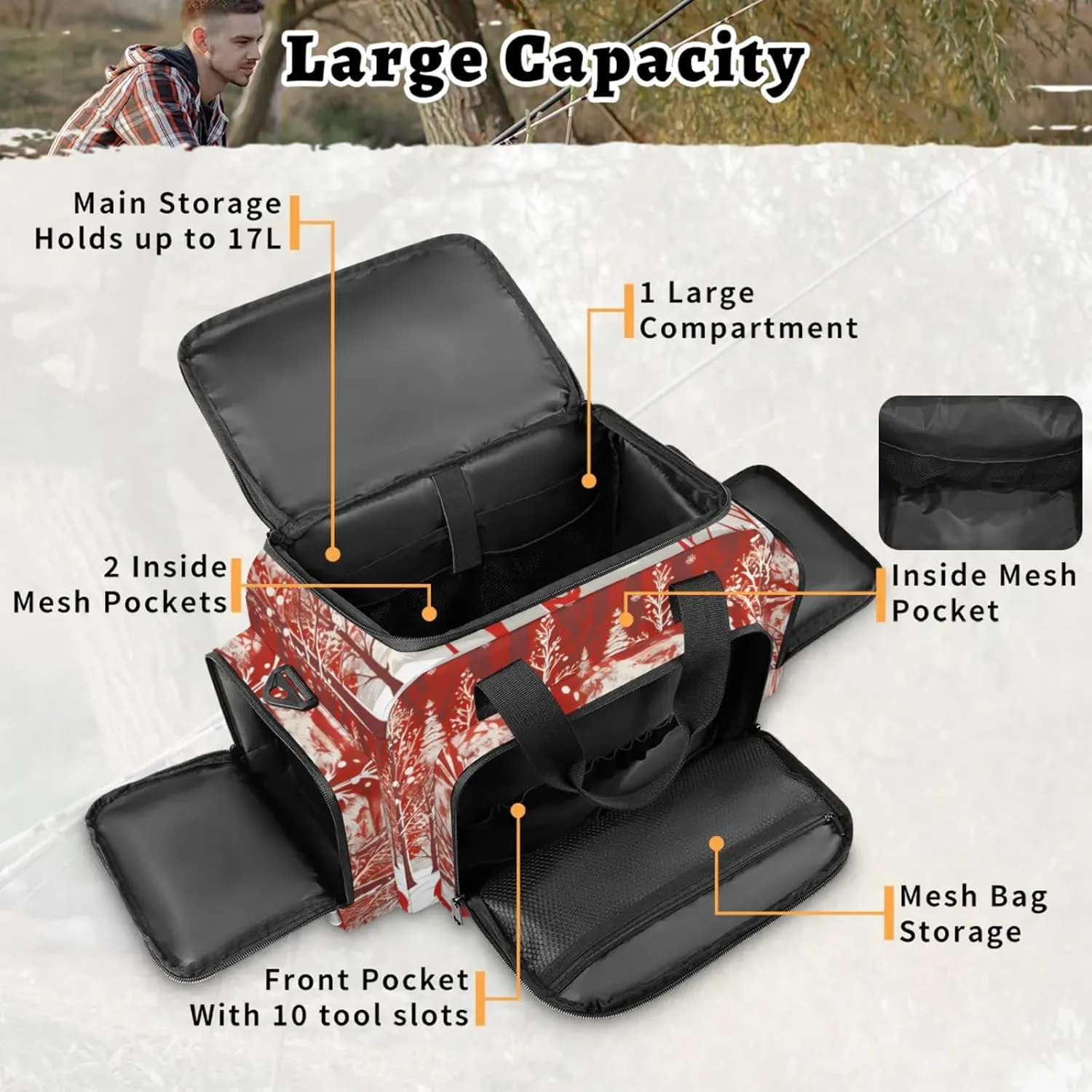 Waterproof Tactical Duffle Bag 25" Carry On Bag for EMT Tear-Resistant Gym Bag with Multi-Pocket & OSHA Reflective Travel Bags for Men Women Christmas Elk Tree