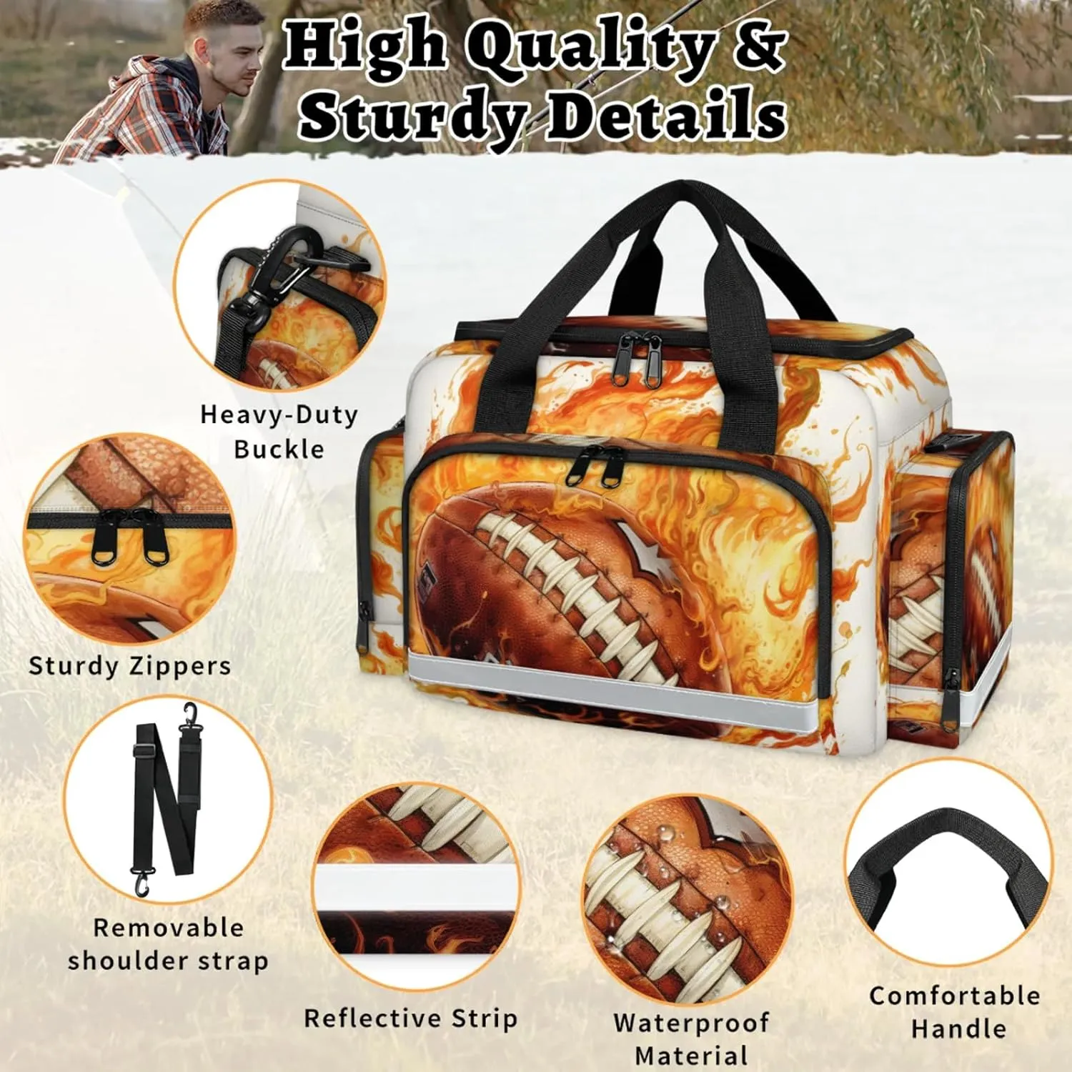 Waterproof Tactical Duffle Bag 25" Carry On Bag for EMT Tear-Resistant Gym Bag with Multi-Pocket & OSHA Reflective Travel Bags for Men Women Football