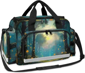 Waterproof Tactical Duffle Bag 25" Carry On Bag for EMT Tear-Resistant Gym Bag with Multi-Pocket & OSHA Reflective Travel Bags for Men Women Forest Oil Painting