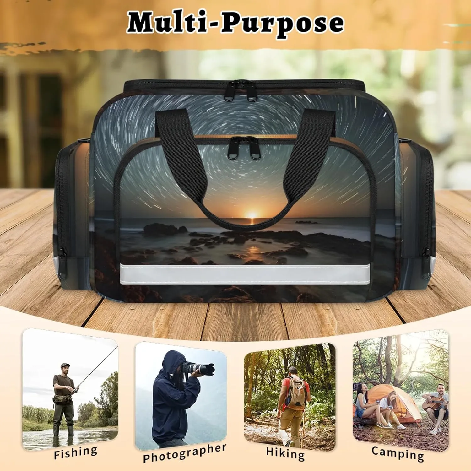 Waterproof Tactical Duffle Bag 25" Carry On Bag for EMT Tear-Resistant Gym Bag with Multi-Pocket & OSHA Reflective Travel Bags for Men Women Magical Sunset