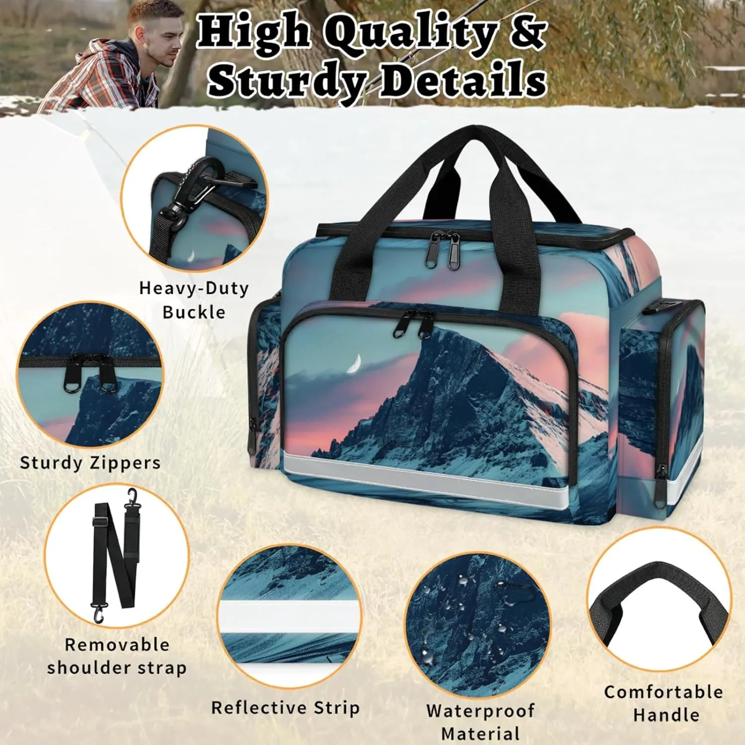 Waterproof Tactical Duffle Bag 25" Carry On Bag for EMT Tear-Resistant Gym Bag with Multi-Pocket & OSHA Reflective Travel Bags for Men Women Mountain Peak