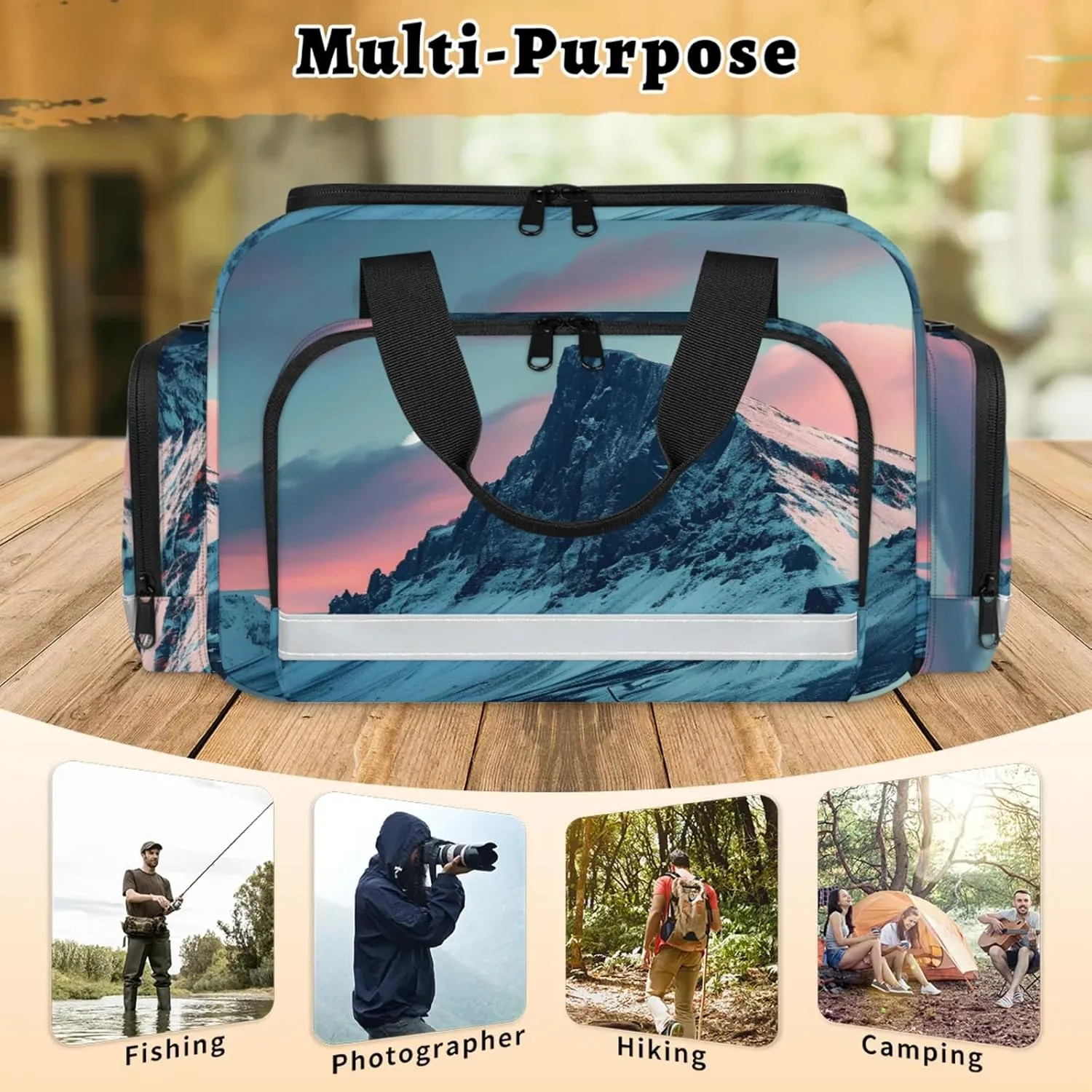Waterproof Tactical Duffle Bag 25" Carry On Bag for EMT Tear-Resistant Gym Bag with Multi-Pocket & OSHA Reflective Travel Bags for Men Women Mountain Peak