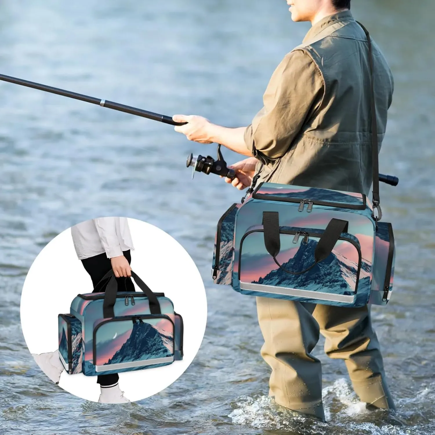 Waterproof Tactical Duffle Bag 25" Carry On Bag for EMT Tear-Resistant Gym Bag with Multi-Pocket & OSHA Reflective Travel Bags for Men Women Mountain Peak