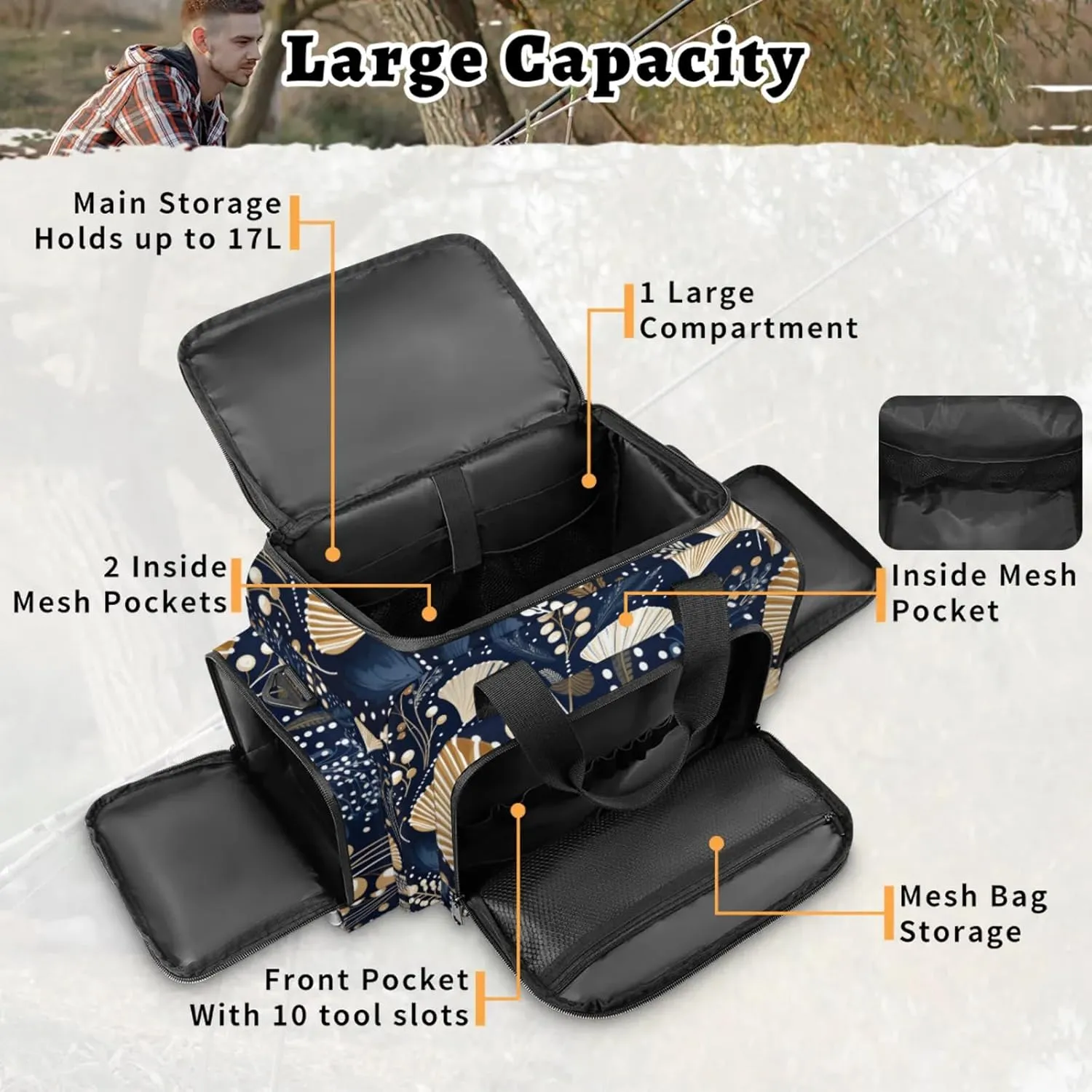 Waterproof Tactical Duffle Bag 25" Carry On Bag for EMT Tear-Resistant Gym Bag with Multi-Pocket & OSHA Reflective Travel Bags for Men Women Sea Shell Seaweed
