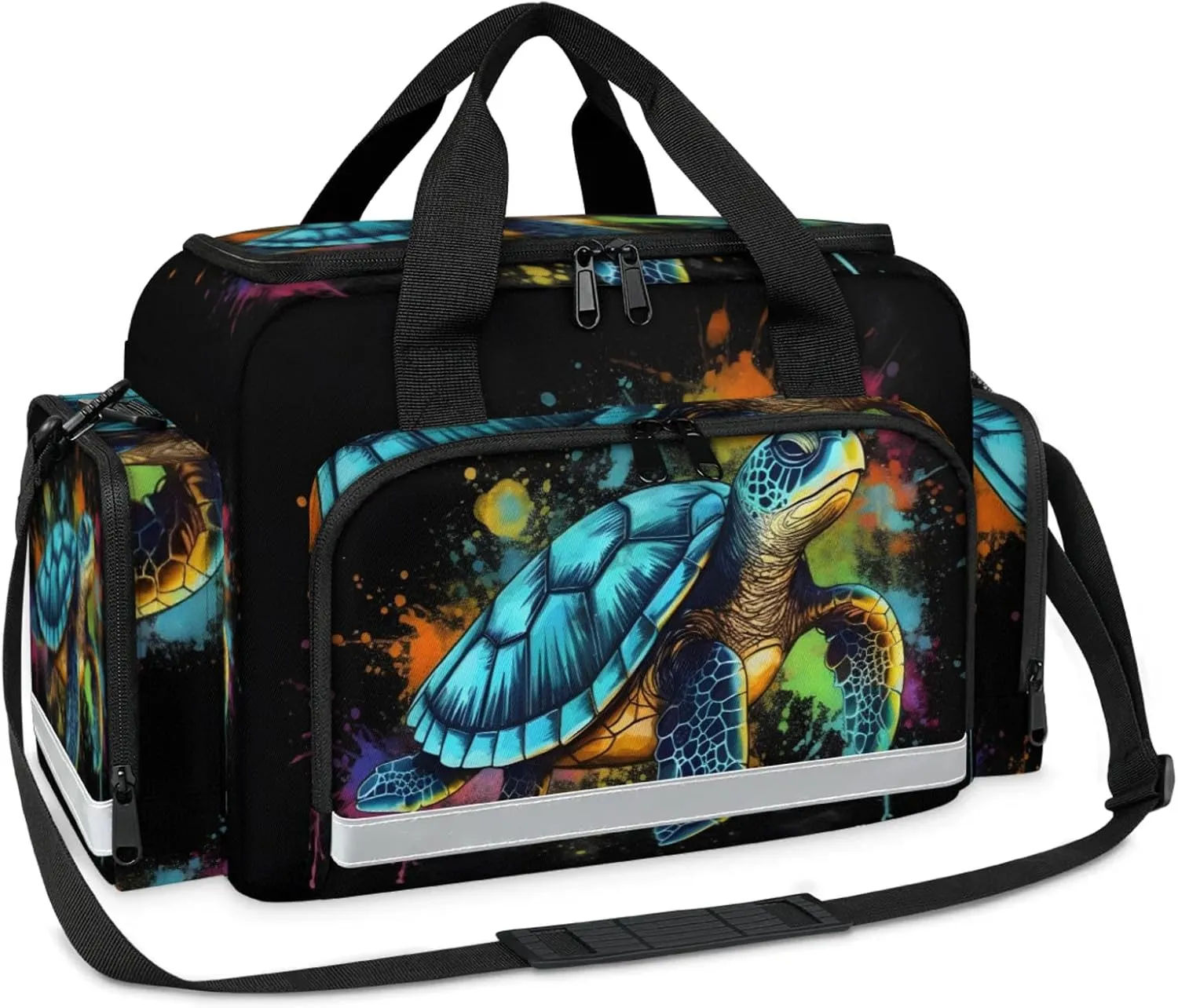Waterproof Tactical Duffle Bag 25" Carry On Bag for EMT Tear-Resistant Gym Bag with Multi-Pocket & OSHA Reflective Travel Bags for Men Women Sea Turtle Print