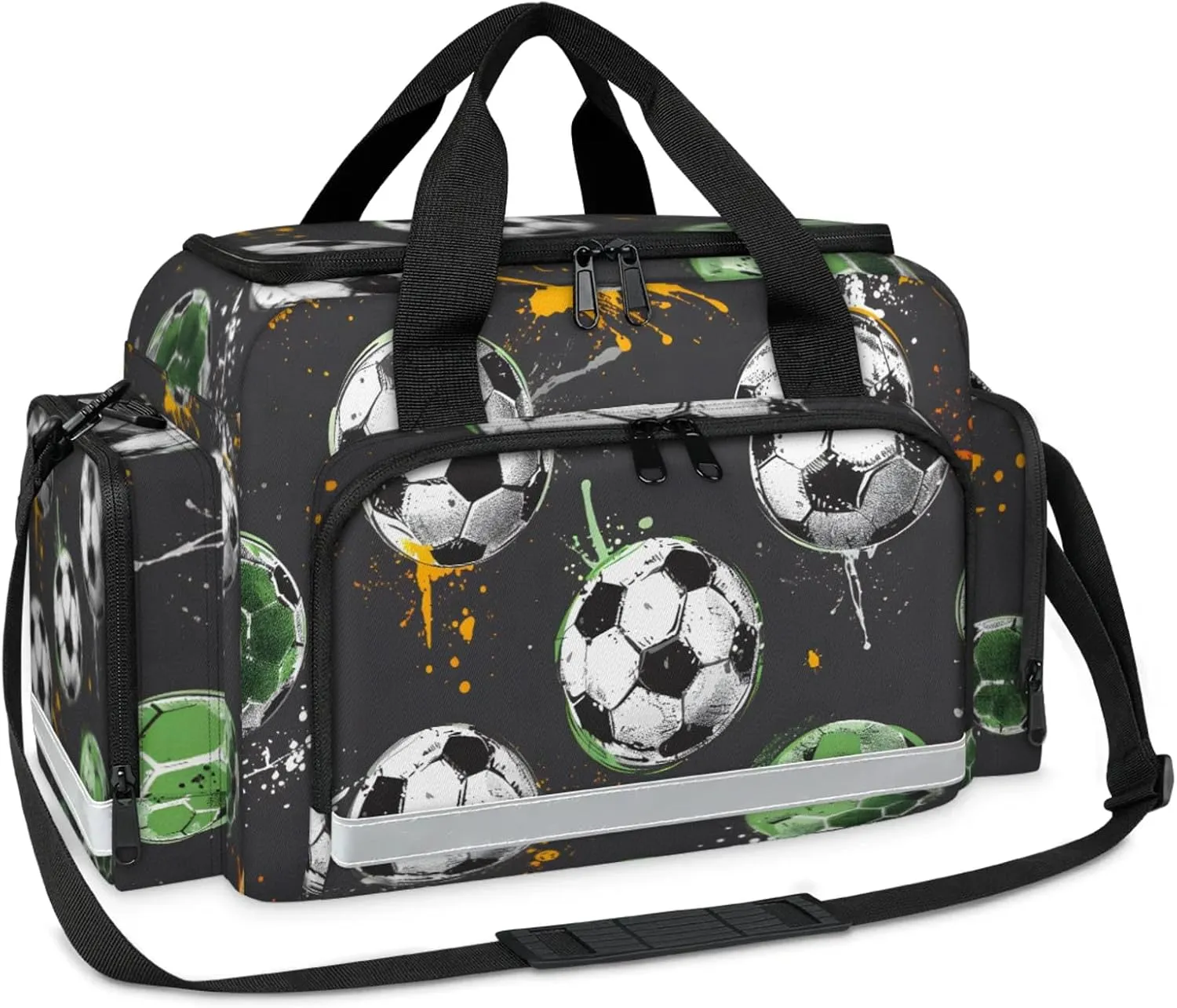 Waterproof Tactical Duffle Bag 25" Carry On Bag for EMT Tear-Resistant Gym Bag with Multi-Pocket & OSHA Reflective Travel Bags for Men Women Soccer Sport Theme