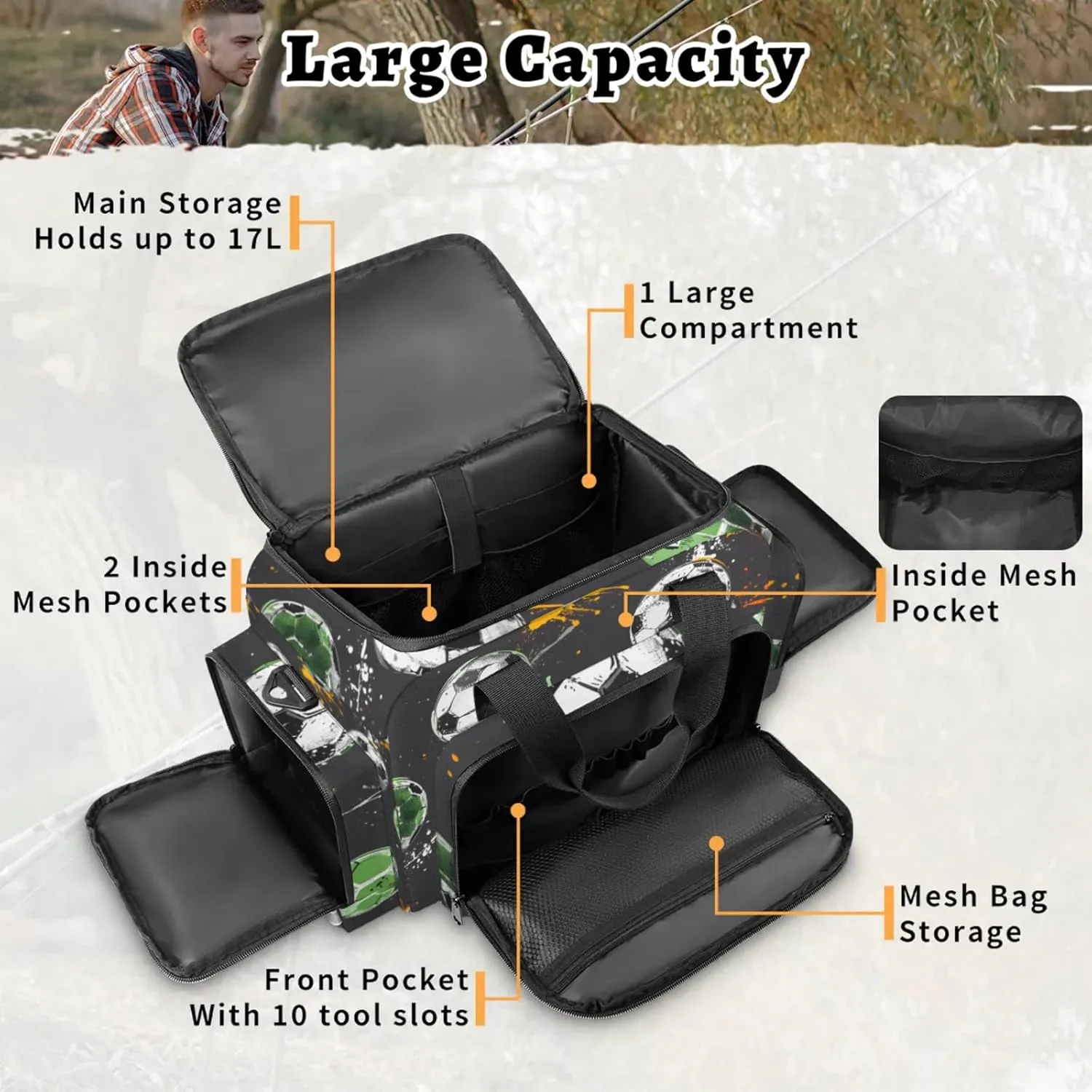 Waterproof Tactical Duffle Bag 25" Carry On Bag for EMT Tear-Resistant Gym Bag with Multi-Pocket & OSHA Reflective Travel Bags for Men Women Soccer Sport Theme