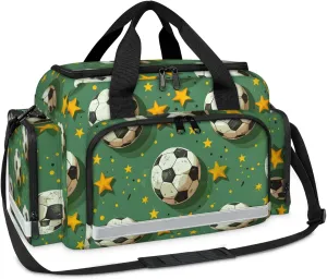 Waterproof Tactical Duffle Bag 25" Carry On Bag for EMT Tear-Resistant Gym Bag with Multi-Pocket & OSHA Reflective Travel Bags for Men Women Soccer Star Print