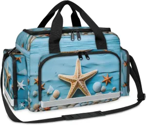 Waterproof Tactical Duffle Bag 25" Carry On Bag for EMT Tear-Resistant Gym Bag with Multi-Pocket & OSHA Reflective Travel Bags for Men Women Starfish Sea Shell