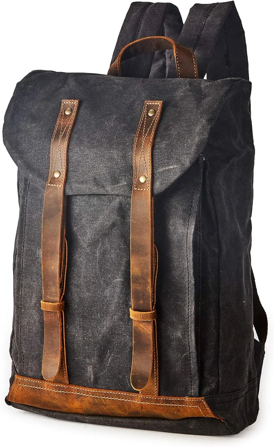 Waterproof Waxed Canvas Shoulder Rucksack Backpack for Men Women Casual Large 15.6 inch laptop Bookbag Grey