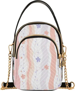 Wavy Flower Design Shoulder Handbag for Girls Stylish Crossbody Handbags with Detachable Chain Shoulder Strap