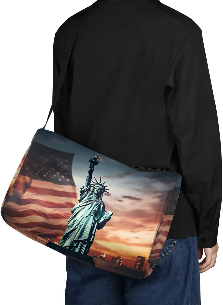 Weekend Bag America Statue of Liberty Patterns Lightweight Carry On Duffel Bag Waterproof Gym Bag Pu Leather Duffle Bag for Workout Travel Sport