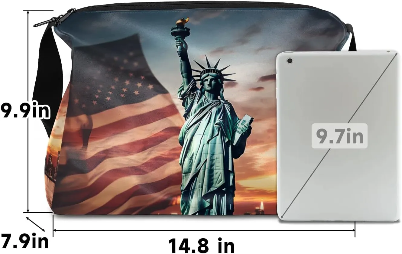 Weekend Bag America Statue of Liberty Patterns Lightweight Carry On Duffel Bag Waterproof Gym Bag Pu Leather Duffle Bag for Workout Travel Sport