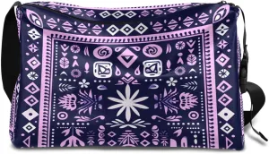 Weekend Bag Retro Flora Boho Pattern Lightweight Carry On Duffel Bag Waterproof Gym Bag Pu Leather Duffle Bag for Workout Travel Sport