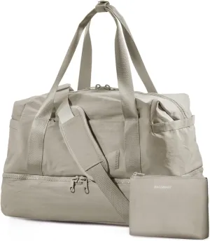 Weekender Bags for Women, BAGSMART Travel Duffel Bags with Shoe Compartment,Personal Item Travel Bag for Airlines, Carry on Overnight Tote Bag with Toiletry Bag(Beige,2pcs)