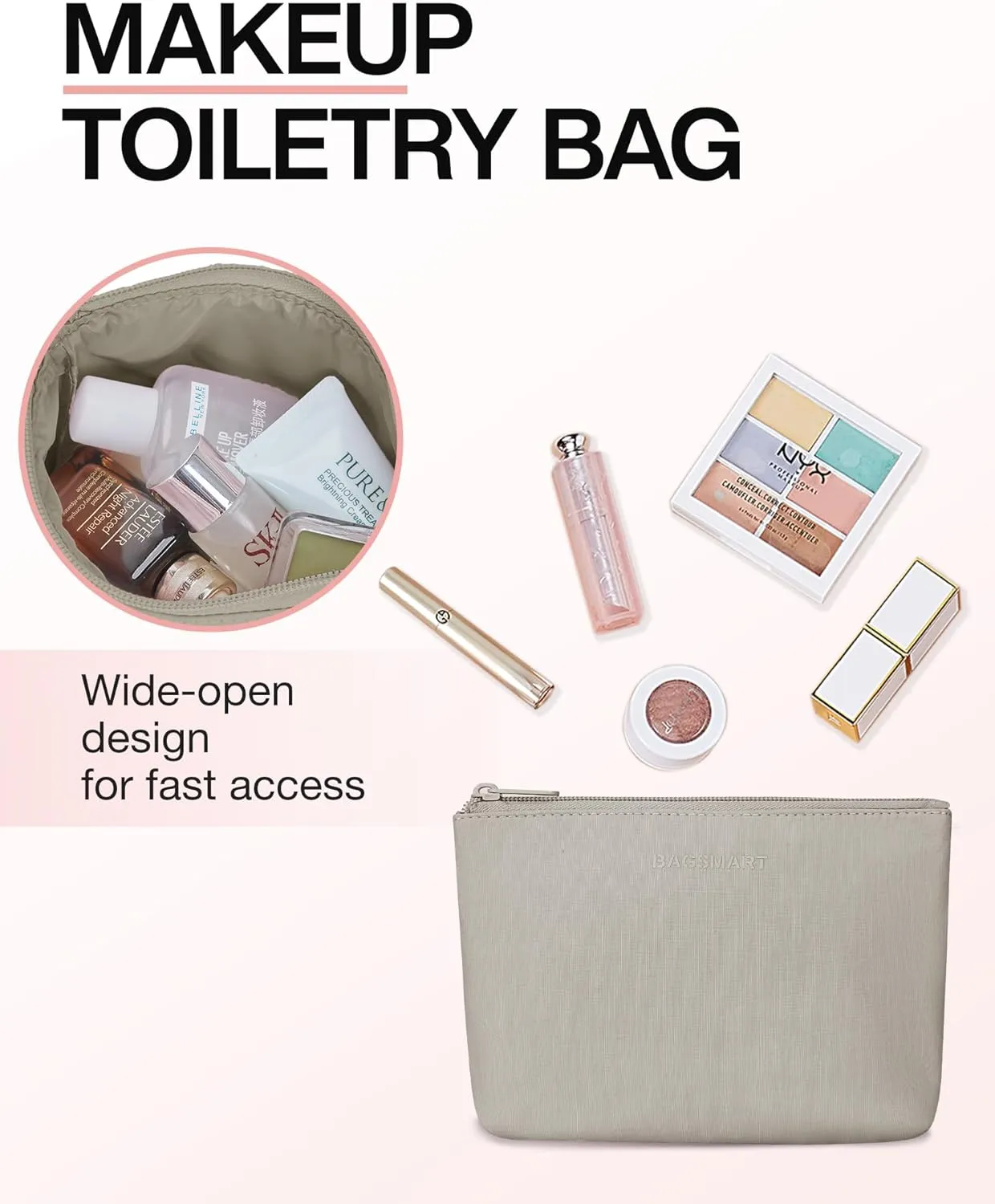 Weekender Bags for Women, BAGSMART Travel Duffel Bags with Shoe Compartment,Personal Item Travel Bag for Airlines, Carry on Overnight Tote Bag with Toiletry Bag(Beige,2pcs)