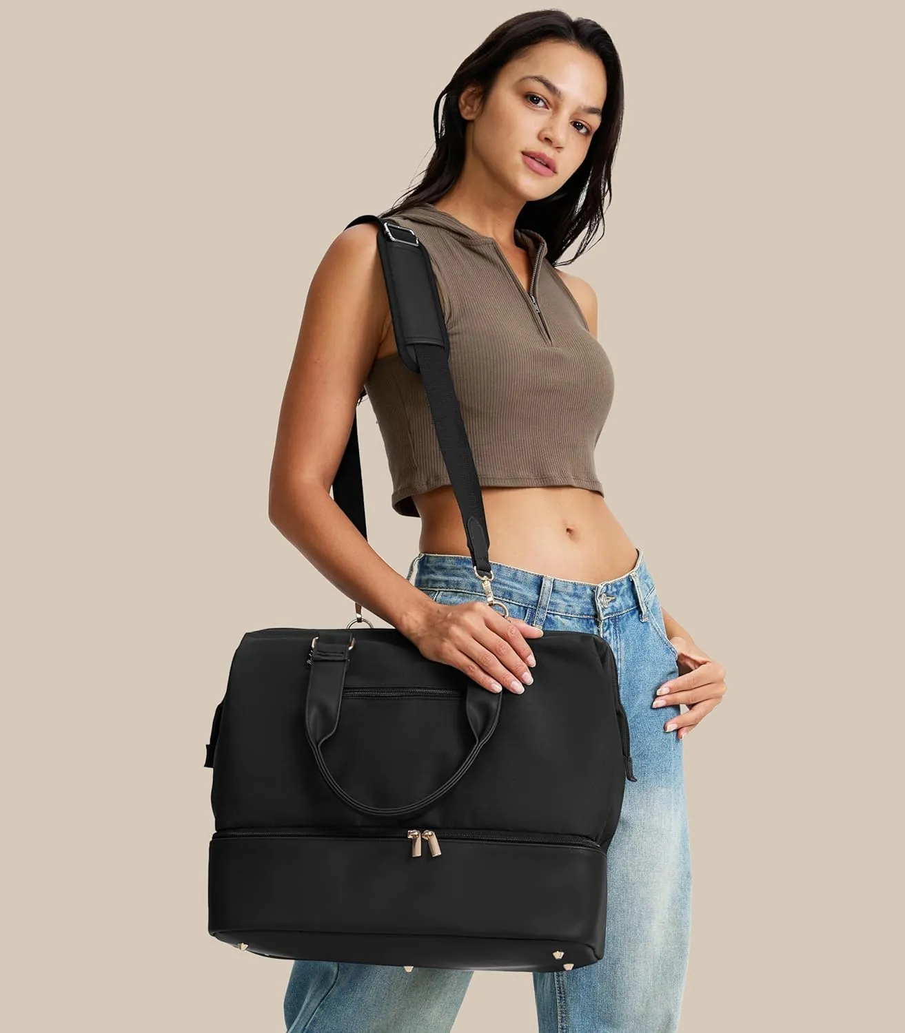 Weekender Bags for Women, Large Travel Duffel Bag with Shoes Compartment, Carry On Overnight Tote Bags with Toiletry Bags, Hospital Bags for Labor and Delivery