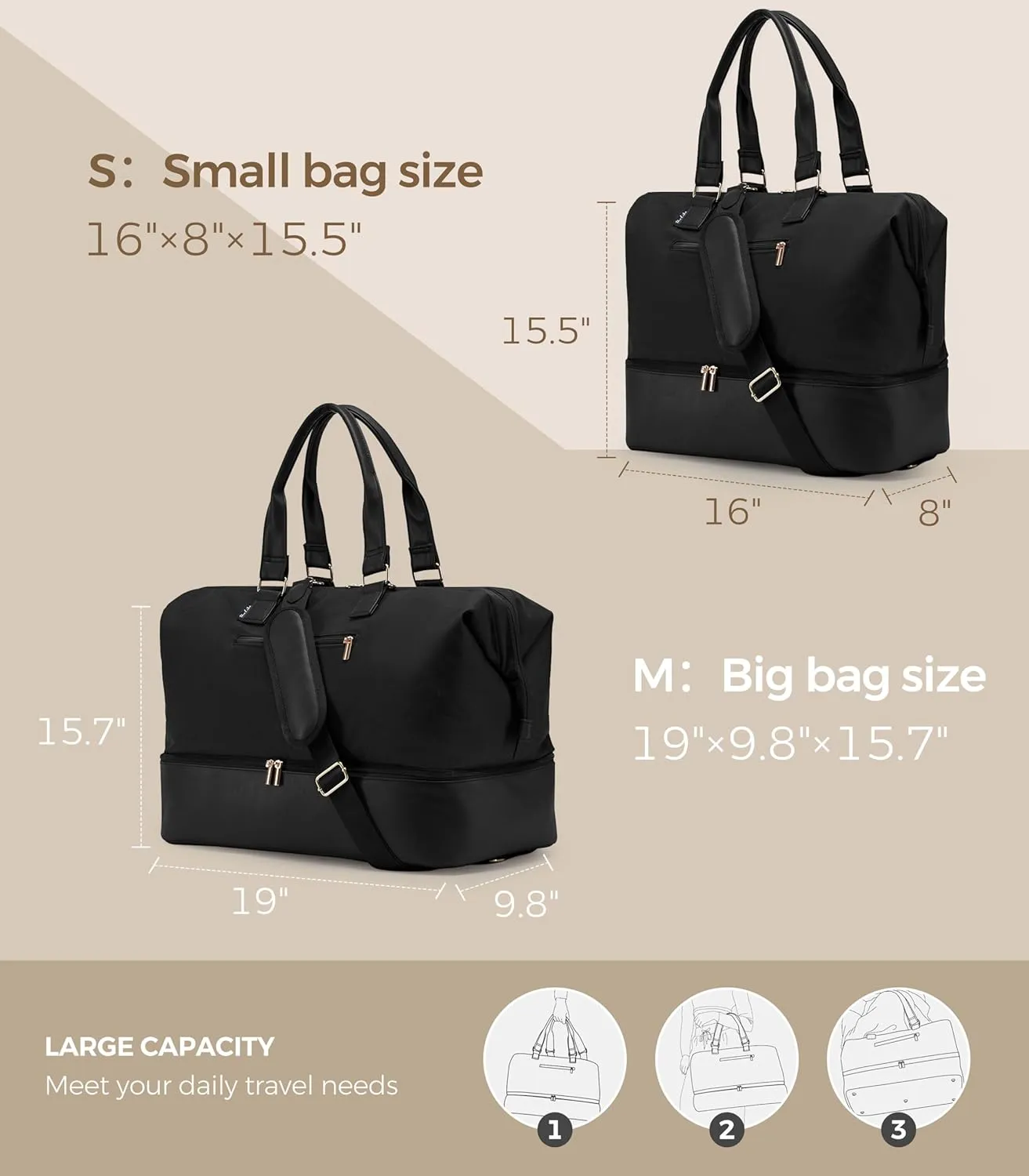 Weekender Bags for Women, Large Travel Duffel Bag with Shoes Compartment, Carry On Overnight Tote Bags with Toiletry Bags, Hospital Bags for Labor and Delivery