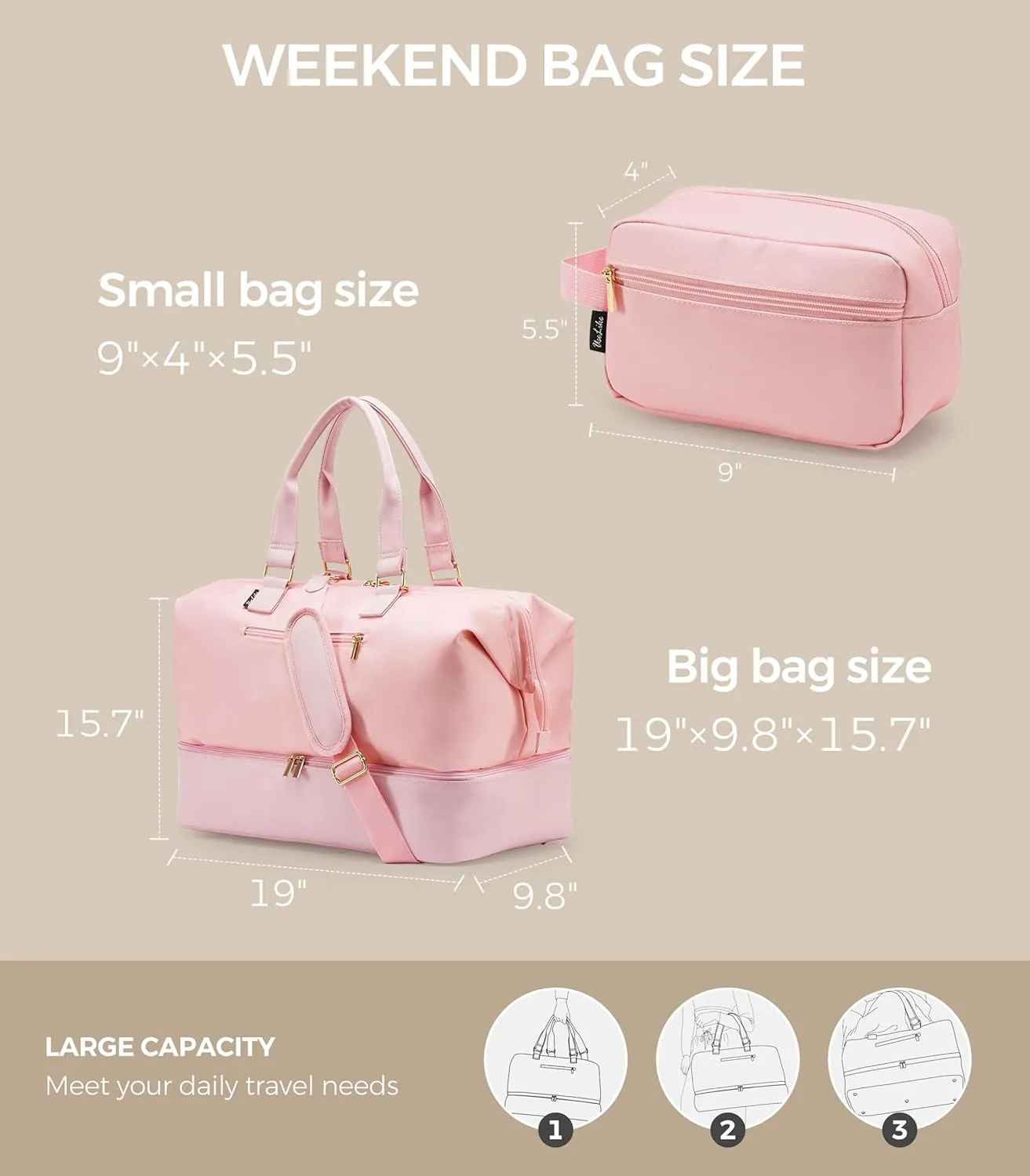 Weekender Bags for Women, Large Travel Duffel Bag with Shoes Compartment, Carry On Overnight Tote Bags with Toiletry Bags, Hospital Bags for Labor and Delivery