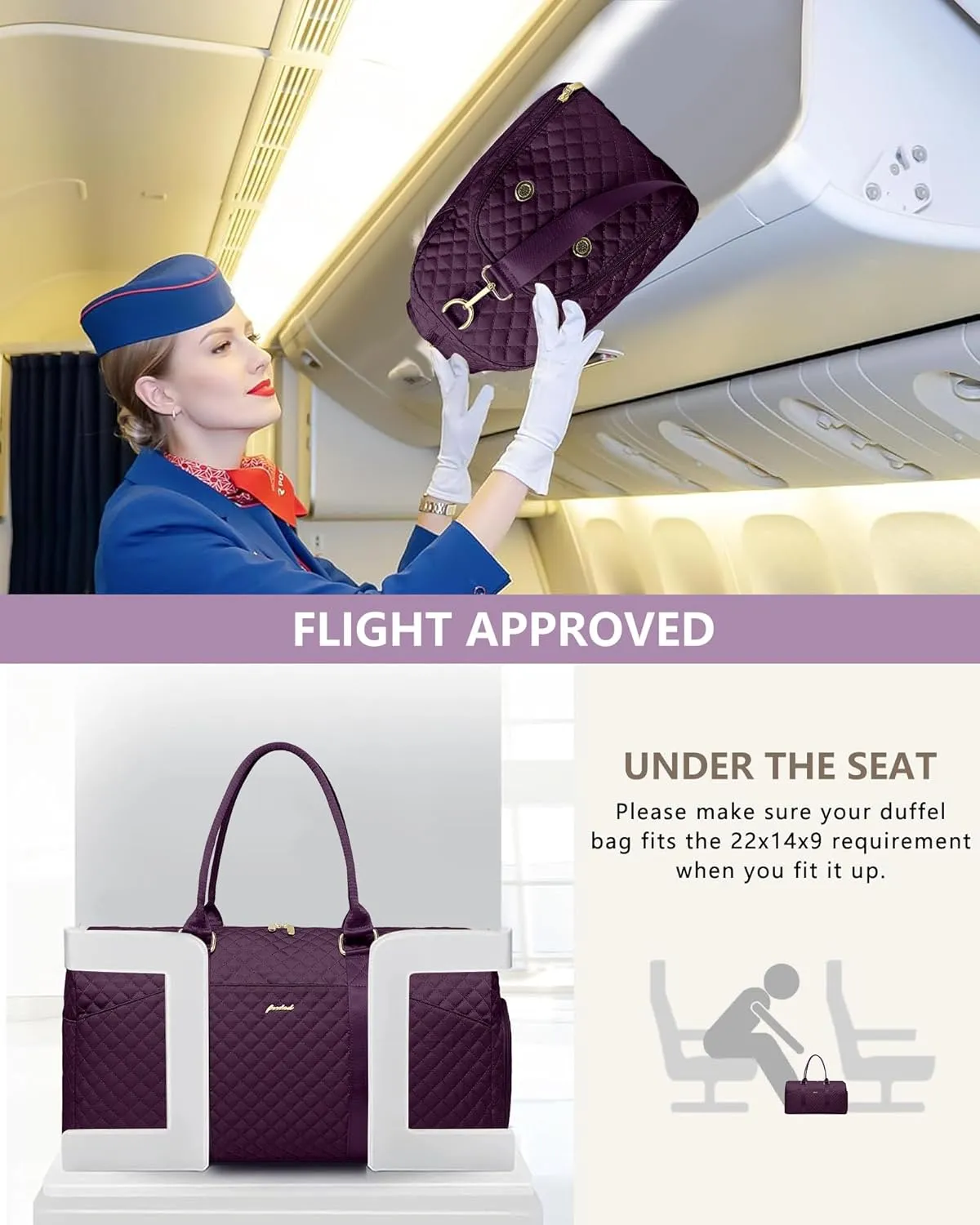Weekender Travel Duffle Bag for Women - Carry on Bag with Shoe Compartment Overnight Bags with Toiletry Bag Wet Pocket Weekend Traveling Yoga Gym Hospital Bags for Labor and Delivery Purple