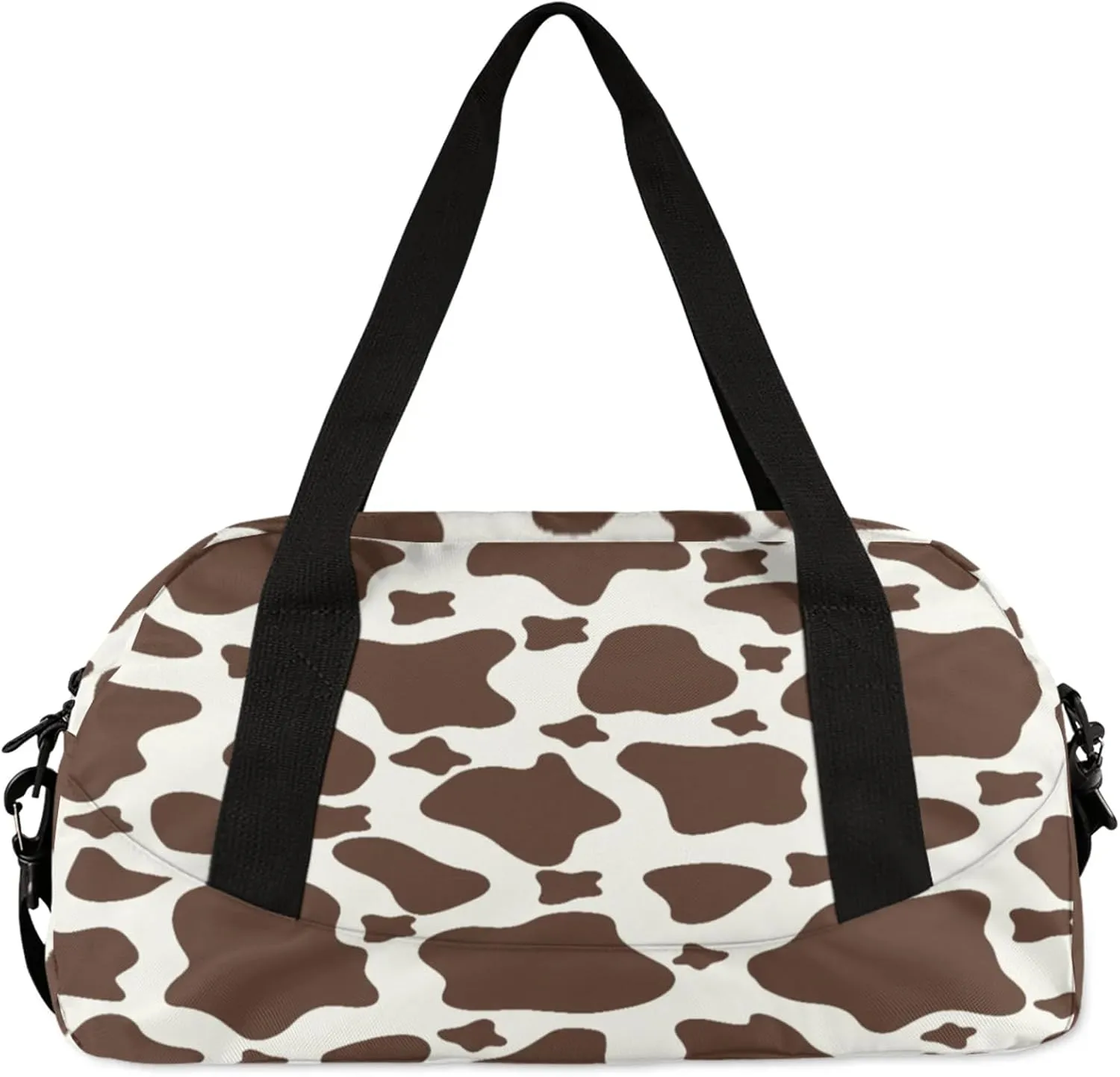 Western Cow Print Brown Kids Duffel Bag Lightweight Waterproof Sports Gym Bag with Front Zipper Pocket Foldable Weekender Overnight Bag for School Practice Gymnastic Ballet