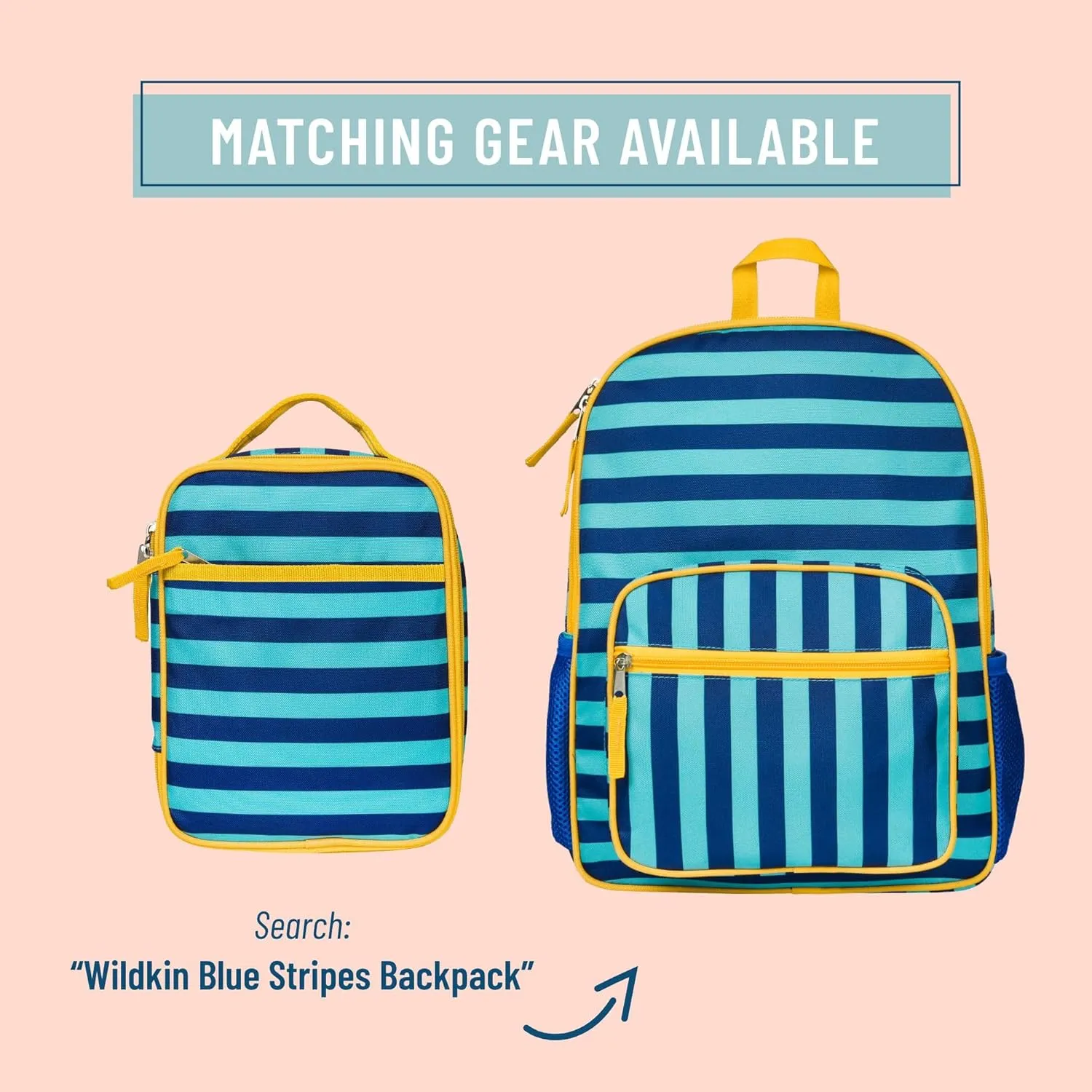 Wildkin ECO rPET Insulated Original Lunch Bag – Durable, Stylish, Ideal for School & Travel - Blue Stripes
