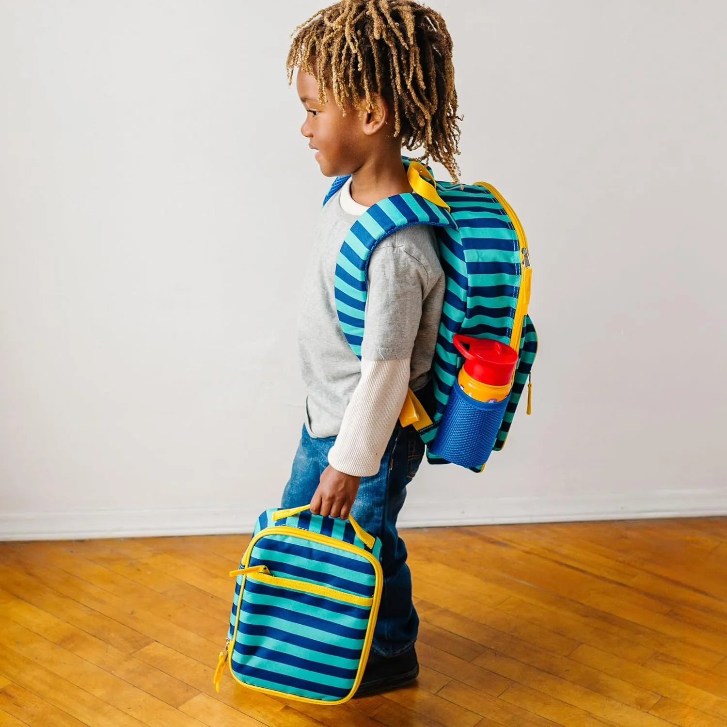 Wildkin ECO rPET Insulated Original Lunch Bag – Durable, Stylish, Ideal for School & Travel - Blue Stripes