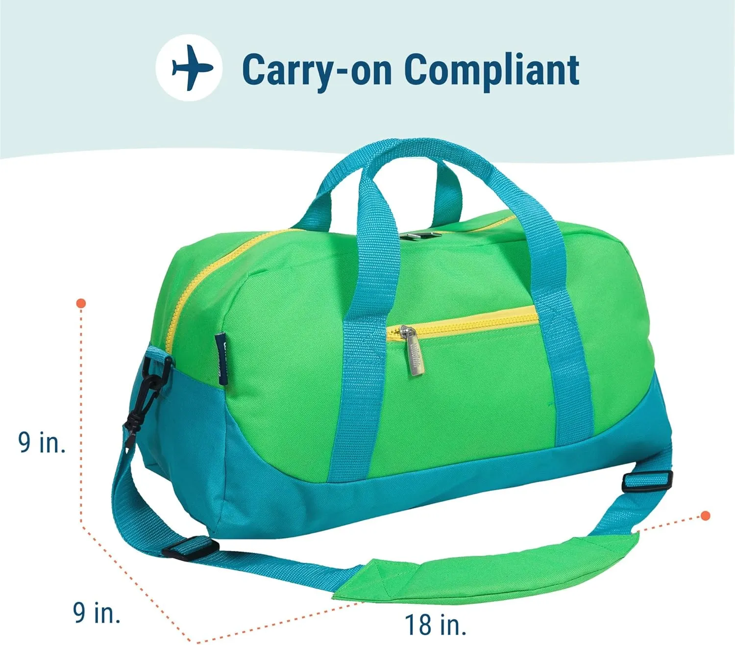 Wildkin Kids Overnighter Duffel Bag – Carry-On Size, Ideal for School & Sleepovers – Monster Green