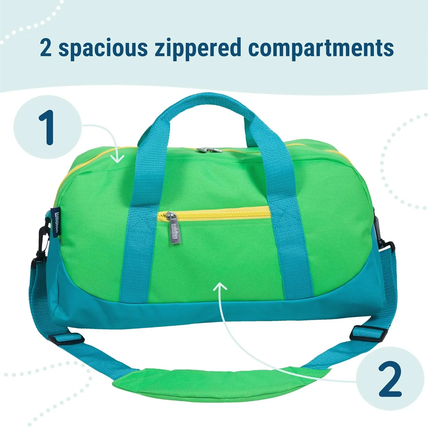 Wildkin Kids Overnighter Duffel Bag – Carry-On Size, Ideal for School & Sleepovers – Monster Green