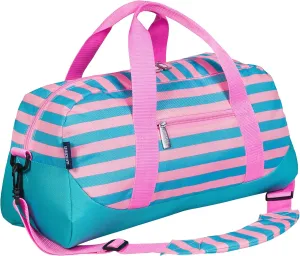 Wildkin Kids Overnighter Duffel Bag – Carry-On Size, Ideal for School & Sleepovers – Pink Stripes