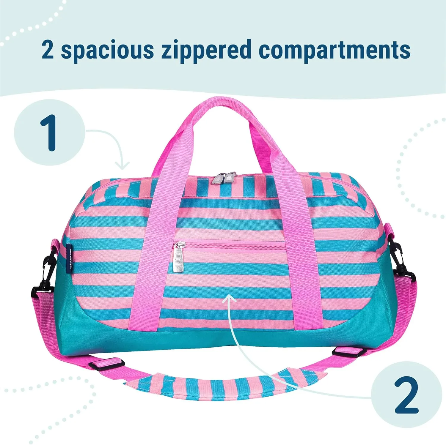 Wildkin Kids Overnighter Duffel Bag – Carry-On Size, Ideal for School & Sleepovers – Pink Stripes