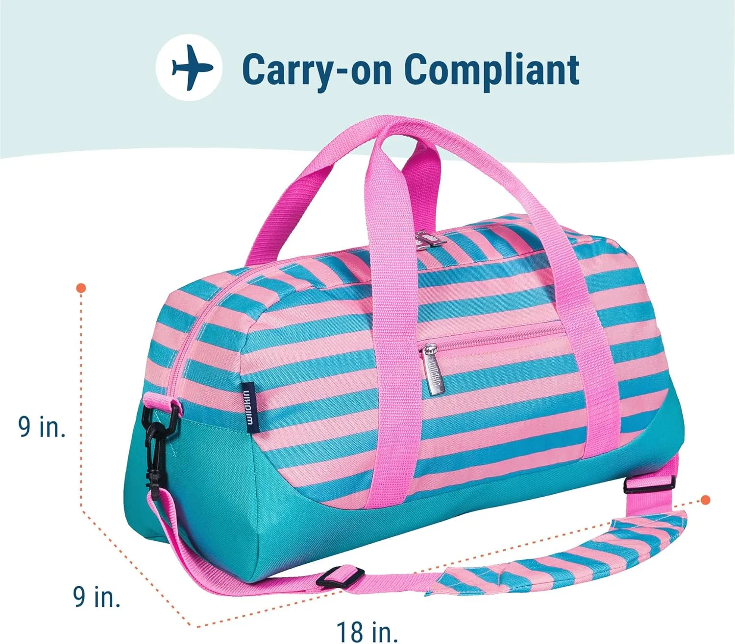 Wildkin Kids Overnighter Duffel Bag – Carry-On Size, Ideal for School & Sleepovers – Pink Stripes