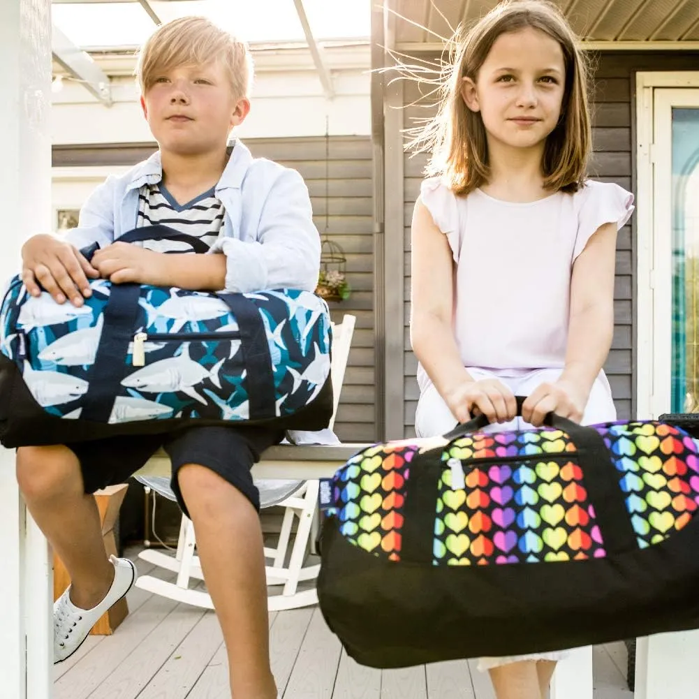 Wildkin Kids Overnighter Duffel Bag – Carry-On Size, Ideal for School & Sleepovers – Sharks