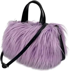 Winter Fluffy Bag Plush Shoulder Bag Warm Faux Fur Handbags for Women Large Hobo Shopper Heart Shaped Purses(Taro Purple)
