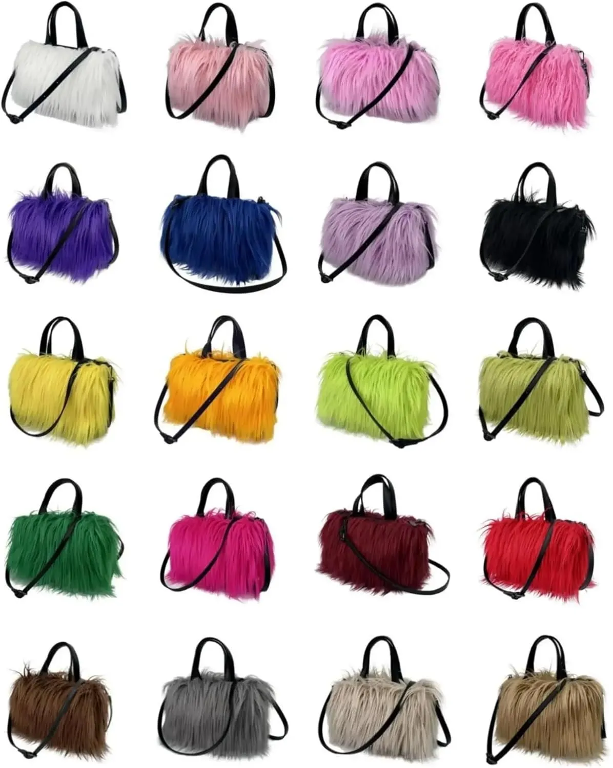 Winter Fluffy Bag Plush Shoulder Bag Warm Faux Fur Handbags for Women Large Hobo Shopper Heart Shaped Purses(Taro Purple)
