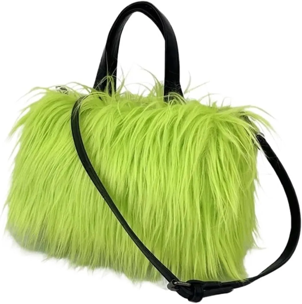 Winter Fluffy Bag Plush Shoulder Bag Warm Faux Fur Handbags for Women Large Hobo Shopper Heart Shaped Purses(Taro Purple)